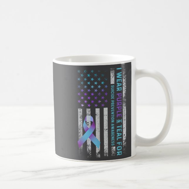 Us Flag I Wear Purple And Teal Suicide Prevention  Kaffeetasse (Rechts)