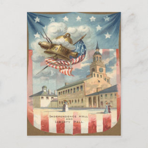 US-Flag Independence Hall Freiheitsglocke Postkarte