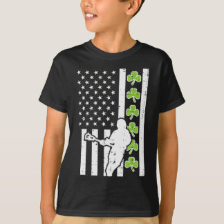 US Flag Kleeblatt Lacrosse Vintag Lax St Patrick D T-Shirt