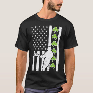 US Flag Kleeblatt Lacrosse Vintag Lax St Patrick D T-Shirt