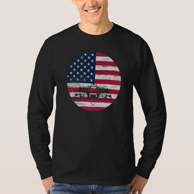 US Flag Patriot Formula Racing Lovers Car Fan Prem T-Shirt (Vorderseite)