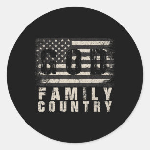 US Flag Patriotic Veteran Gott Familienmitglied Runder Aufkleber