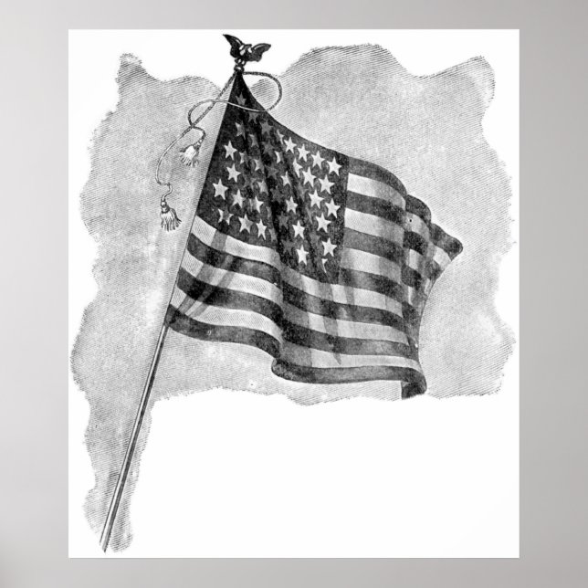 US Flag Patriotische Vintage Kunstdrucke Poster (Vorne)