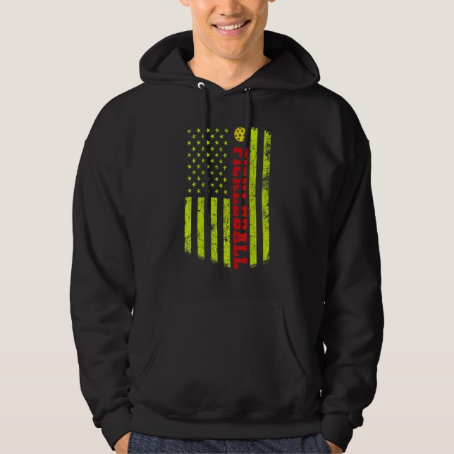 US Flag Pickleball Player Paddleball Lover Hoodie (Vorderseite)