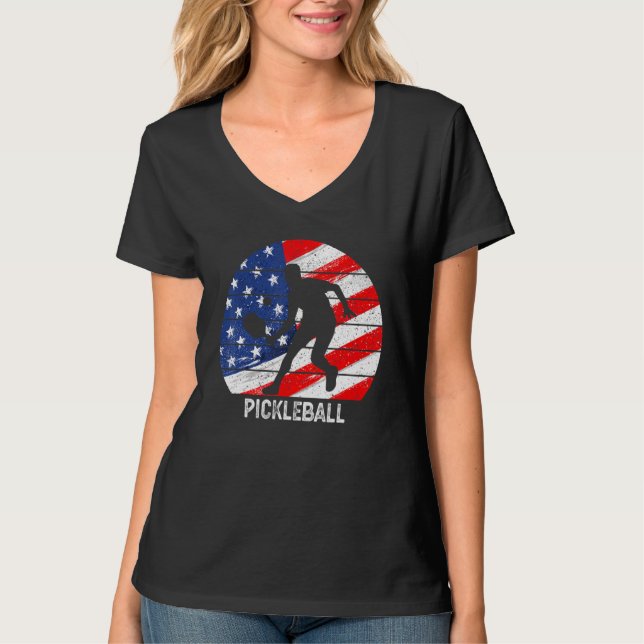 US Flag Pickleball Player Paddleball Lover Men Wom T-Shirt (Vorderseite)