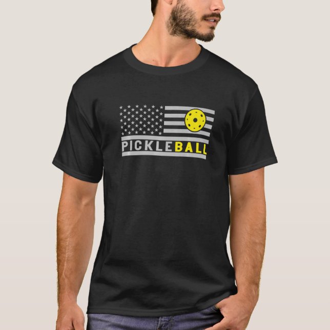US Flag Pickleball Player Pickle Ball T-Shirt (Vorderseite)