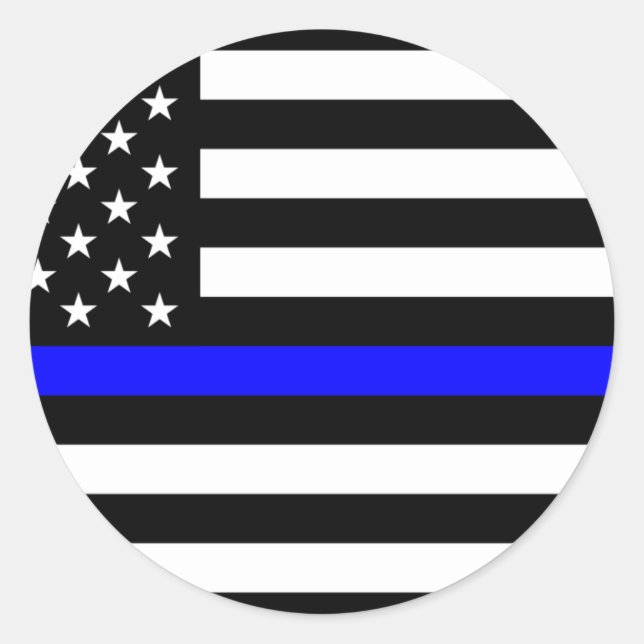 - US Flag Police ThBlue Line Runder Aufkleber (Vorderseite)