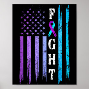 Us-Flag-Präventionsbewusstsein Kampf trage lila Poster