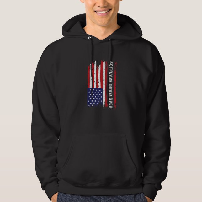US-Flag-Programmierer Programmier-Experte Software Hoodie (Vorderseite)