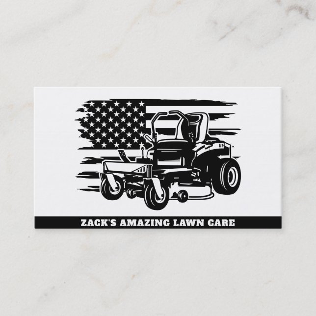 *~* US Flag Rasenmäher Schwarz-weiße Rasenpflege  Visitenkarte (Vorderseite)