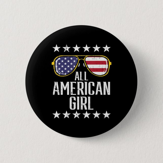 US Flag Sonnenbrille American All Girl Memorial Da Button (Vorderseite)