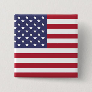 US Flag Square Button (USA)
