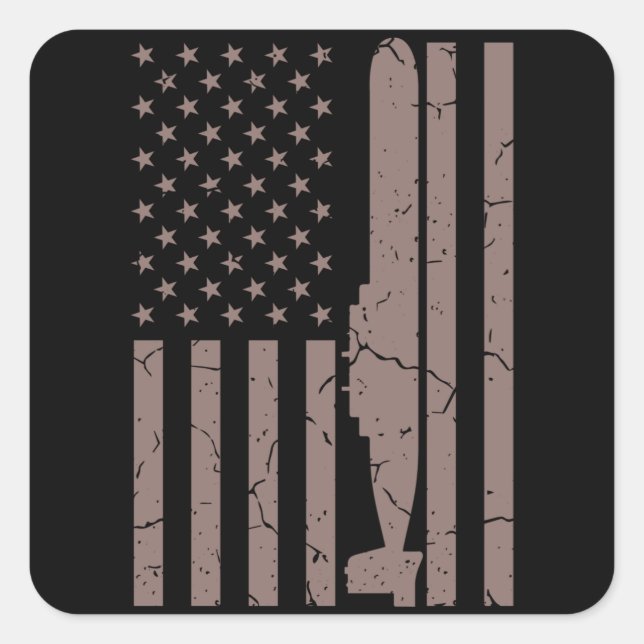 US FLAG SUBMARINE VETERAN American Veteran Gift Quadratischer Aufkleber (Vorderseite)