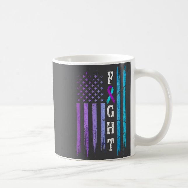 Us Flag Suicide Prevention Awareness Fight Wear Pu Kaffeetasse (Rechts)