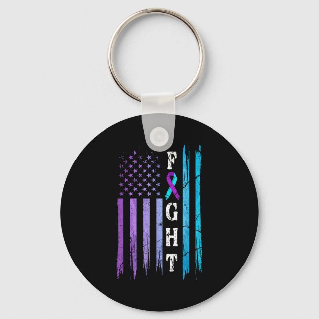 Us Flag Suicide Prevention Awareness Fight Wear Pu Schlüsselanhänger (Vorderseite)