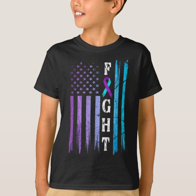 Us Flag Suicide Prevention Awareness Fight Wear Pu T-Shirt (Vorderseite)