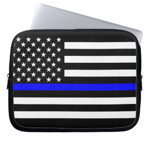 US Flag Thin Blue Line Grafik Laptopschutzhülle