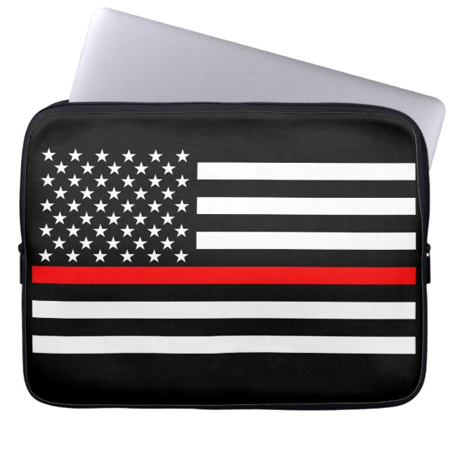 US Flag Thin Red Line Grafik Laptopschutzhülle (Vorderseite)