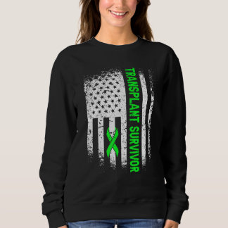 Us Flag Transplantationsüberlebender Grüne Schleif Sweatshirt