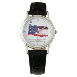 *~* US Flag Veteran Military Red Blue Lady's Armbanduhr