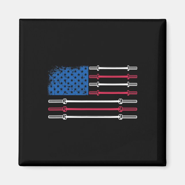 Us Flag Weightfting Barbell Patriotic Liebe Fitne Magnet (Vorne)