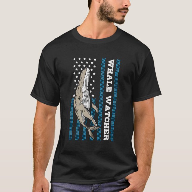 US Flag Whale Watcher T-Shirt (Vorderseite)