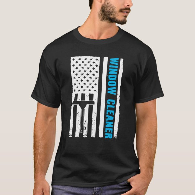 US Flag Window Cleaner T-Shirt (Vorderseite)