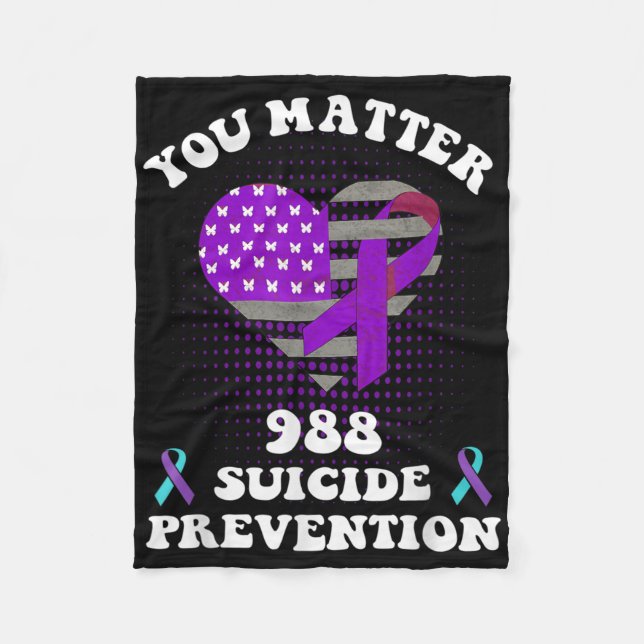 Us Flag You 988 Suicide Prevention Awareness Ribbo Fleecedecke (Vorderseite)