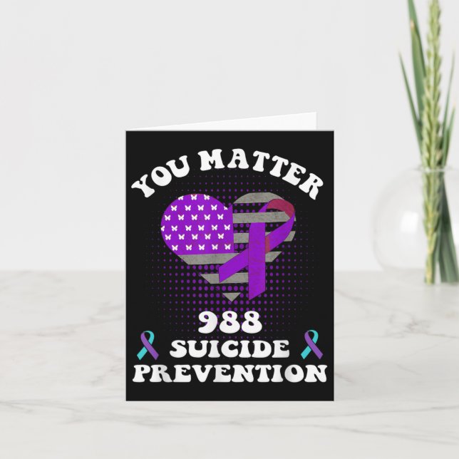 Us Flag You 988 Suicide Prevention Awareness Ribbo Karte (Vorderseite)