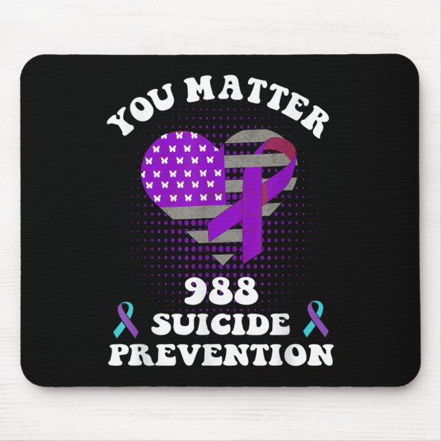 Us Flag You 988 Suicide Prevention Awareness Ribbo Mousepad (Vorne)