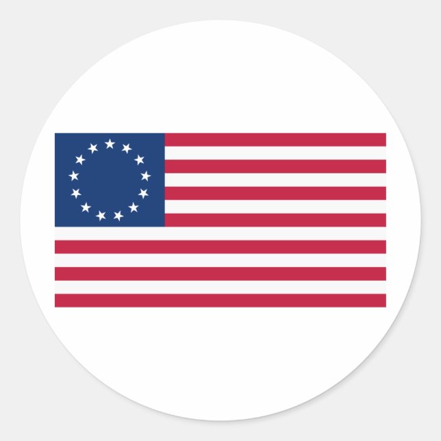 US-Flagge 13 Sterne Betsy Ross Runder Aufkleber (Vorderseite)