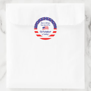 US Flagge 1. Geburtstag Runder Aufkleber