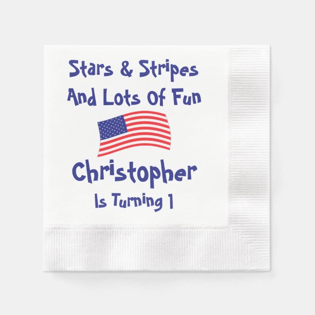 US Flagge 1. Geburtstag Serviette (Vorderseite)