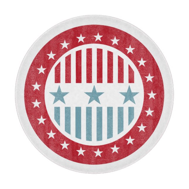 US Flagge 4. Juli Glasschneideboard Schneidebrett (Vorderseite)