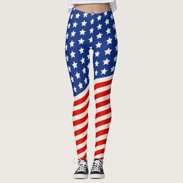 US Flagge 4. Juli Leggings (Vorderseite)