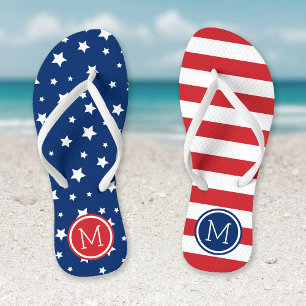 US Flagge 4. Juli Monogramm Flip Flops