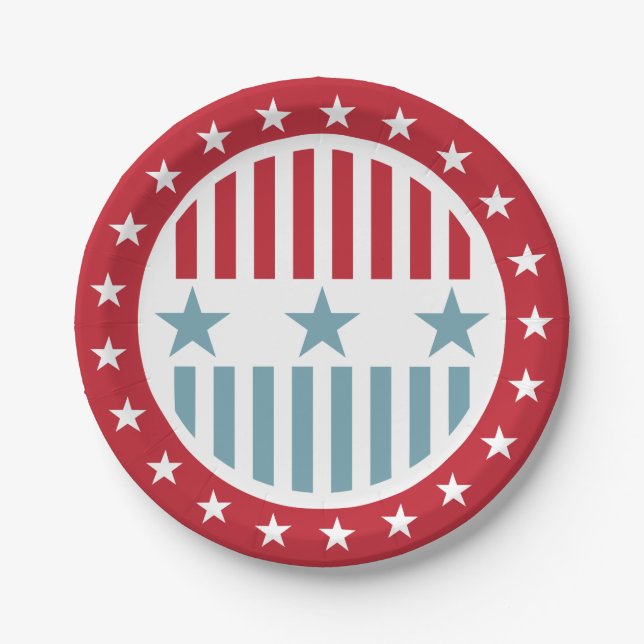 US Flagge 4. Juli PartyPaper Plate Pappteller (Vorderseite)