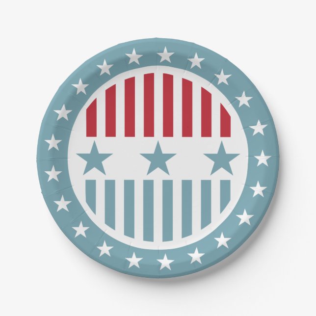 US Flagge 4. Juli PartyPaper Plate Pappteller (Vorderseite)