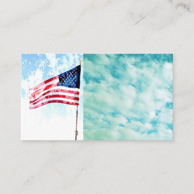 US-Flagge am hübschen blauen Himmel Visitenkarte (Vorderseite)
