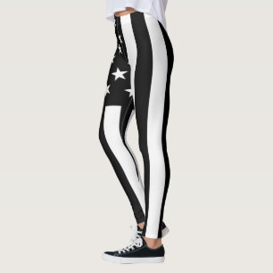 US-Flagge Amerikanisch Schwarz Weiß Leggings