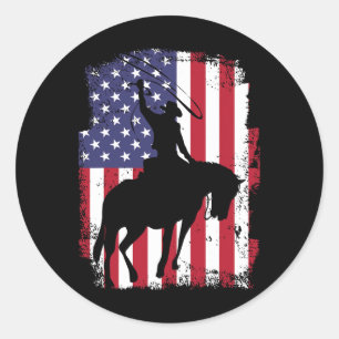 US-Flagge amerikanischer Stolz Texas Reitkuh Runder Aufkleber