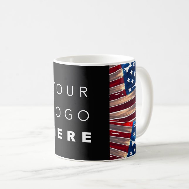 US-Flagge Amerikanisches Blue White Red Custom Log Kaffeetasse (VorderseiteRechts)