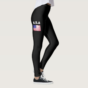 US-Flagge Amerikas verblasste Glanzflagge schwarze Leggings