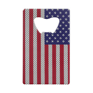 US-Flagge auf Kohlenstoff-Faser-Art-Dekor Kreditkarten Flaschenöffner