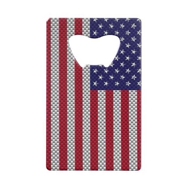 US-Flagge auf Kohlenstoff-Faser-Art-Dekor Kreditkarten Flaschenöffner (Rückseite)