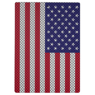 US-Flagge auf Kohlenstoff-Faser wie Druck Klemmbrett