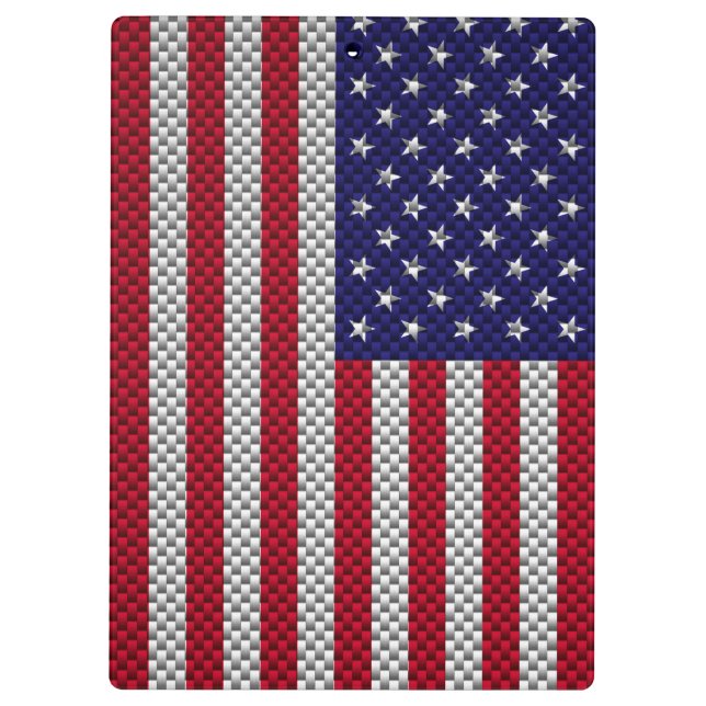 US-Flagge auf Kohlenstoff-Faser wie Druck Klemmbrett (Rückseite)