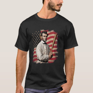 US-Flagge Baseball Spieler Schläger Fan Fänger Wer T-Shirt