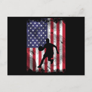 US-Flagge Basketball Vintage Patriotischer Ballspi Postkarte