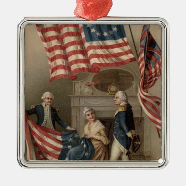 US-Flagge Betsy Ross George Washington Ornament Aus Metall (Vorne)